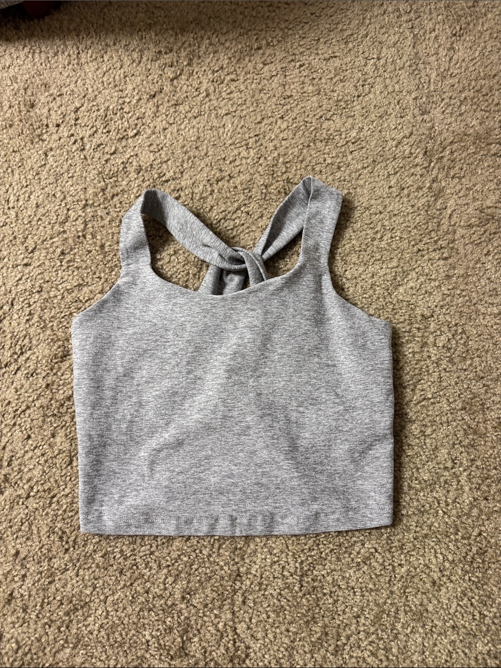 Beyond Yoga Gray Twist-Back Cropped Tank